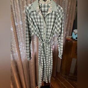 VTG Plaid Button-Up Dress with Belt